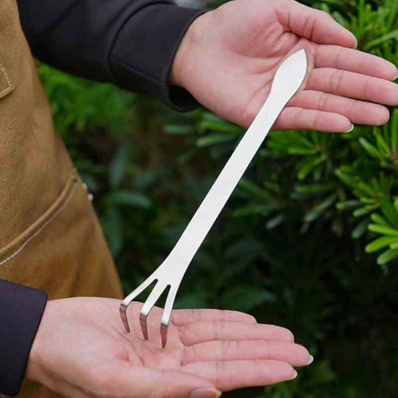 Bonsai Garden Tools - คราดถอนรากสแตนเลสแบบมือถือ สำหรับกระถางบอนไซ ป้องกันสนิม คราดสำหรับคลายดิน บอนไซพร้อมเครื่องมือทำสวนแบบหมุนได้