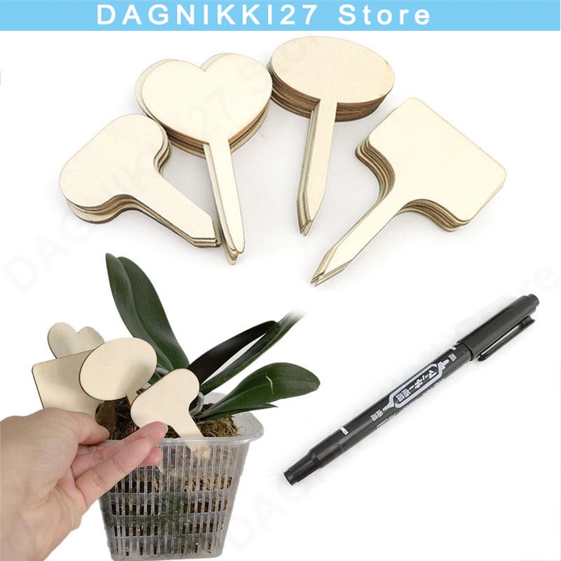 Bonsai Garden Tools - 10x T-Type ไม้ป้ายเป็นมิตรกับสิ่งแวดล้อมดอกไม้ป้ายหมวดหมู่เครื่องหมายพร้อมปากกาสวนสําหรับบอนไซกระถางสมุนไพรดอกไม้เครื่องมือ V27