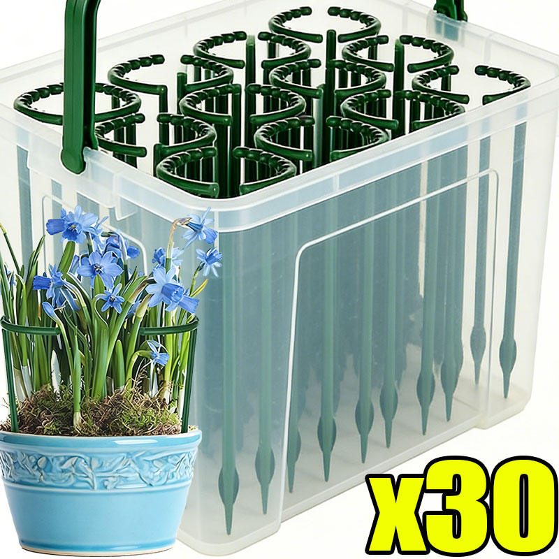 Bonsai Garden Tools - เสาค้ำต้นไม้พลาสติกแบบครึ่งวงกลม 30-1 ชิ้น พร้อมโครงยึดสำหรับจัดสวน ปลูกดอกไม้ ไม้เลื้อย